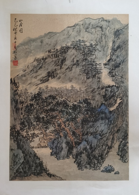 古玩字畫已故被譽為江南一枝梅安徽名家朱月湖山居圖拍賣，當前價格2000元