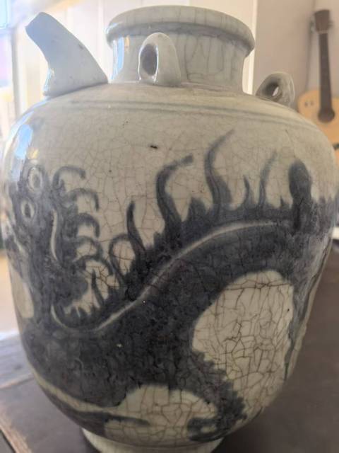 古玩陶瓷龍紋青花四系壺真品鑒賞圖