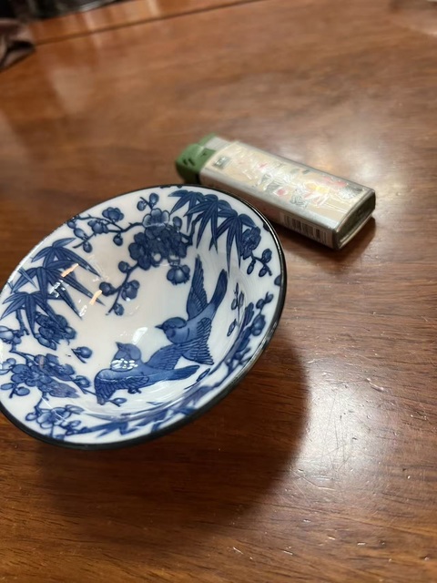 古玩陶瓷青花花鳥紋茶碗真品鑒賞圖
