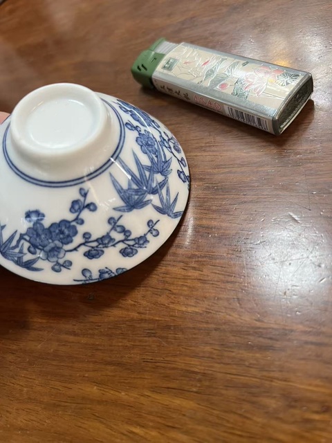 古玩陶瓷青花花鳥紋茶碗真品鑒賞圖