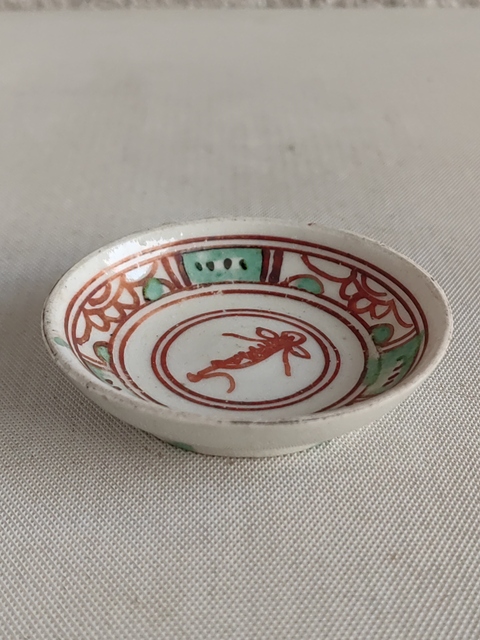 古玩陶瓷紅綠彩花卉紋盤拍賣，當前價格350元