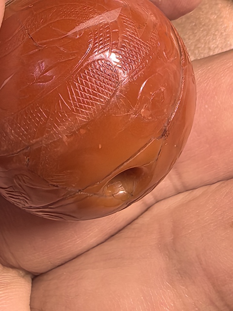 古玩玉器當代·南紅龍紋瑪瑙珠 真品鑒賞圖