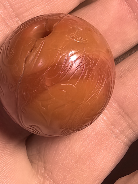 古玩玉器當代·南紅龍紋瑪瑙珠 真品鑒賞圖