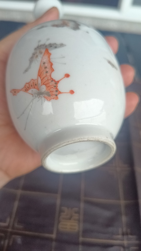 古玩陶瓷蝶紋蒜頭瓶真品鑒賞圖