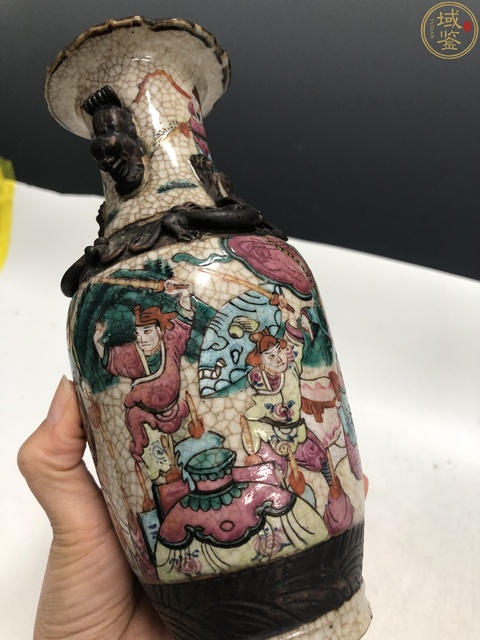 古玩陶瓷哥釉地鐵銹釉刀馬人螭龍獅耳瓶拍賣，當前價格1599元