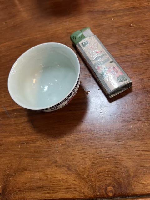 古玩陶瓷青釉彩繪鳳紋杯真品鑒賞圖