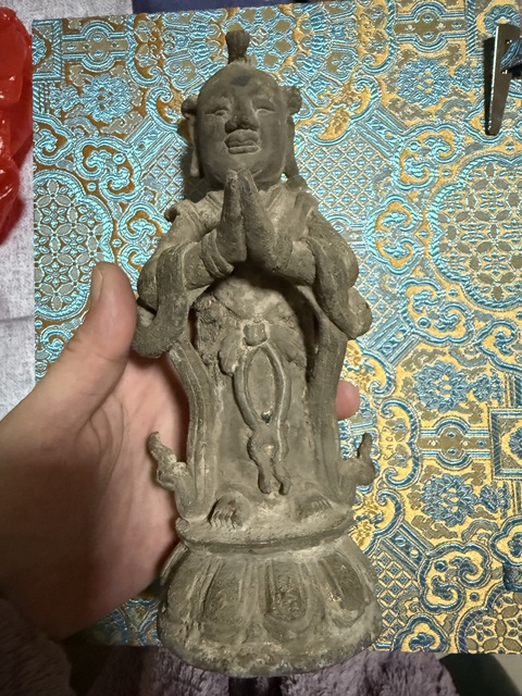 古玩銅器銅善財童子真品鑒賞圖