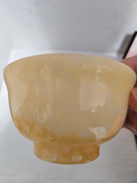 古玩玉器大理石碗（米黃玉碗）真品鑒賞圖