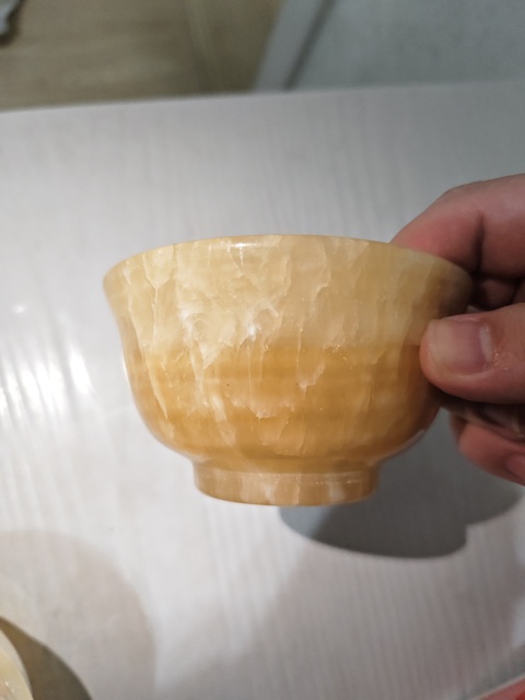 古玩玉器大理石碗（米黃玉碗）真品鑒賞圖