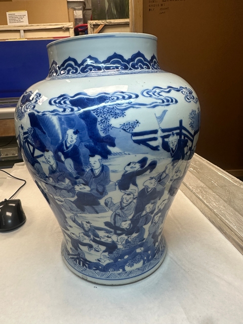 古玩陶瓷青花百子圖將軍罐真品鑒賞圖