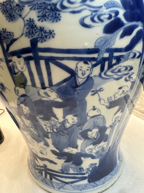 古玩陶瓷青花百子圖將軍罐真品鑒賞圖