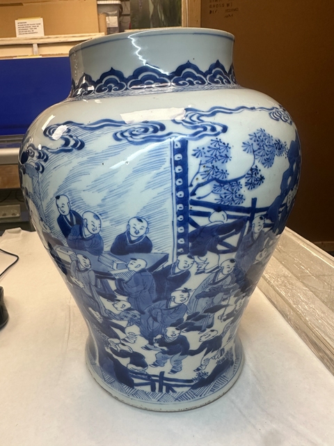 古玩陶瓷青花百子圖將軍罐真品鑒賞圖