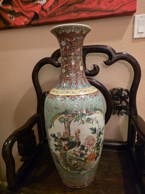 古玩陶瓷花鳥紋粉彩瓶真品鑒賞圖