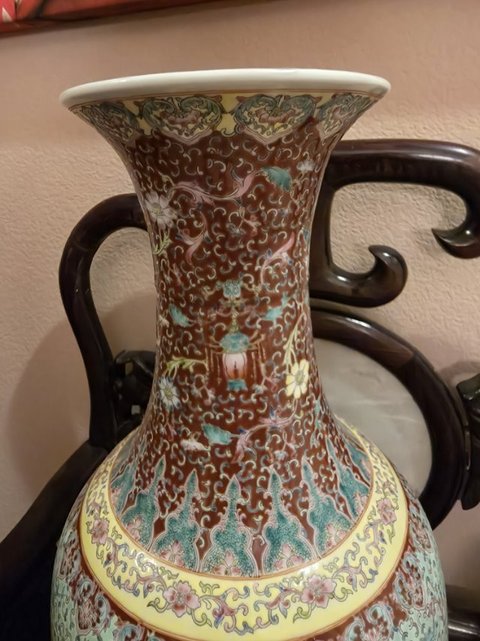 古玩陶瓷花鳥紋粉彩瓶真品鑒賞圖