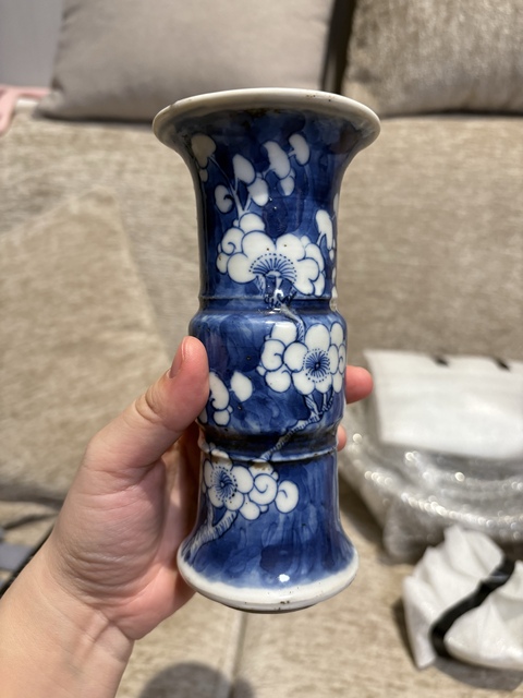 古玩陶瓷青花冰梅圖花觚真品鑒賞圖