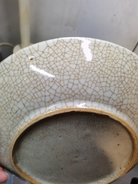 古玩陶瓷清中景德鎮(zhèn)窯哥釉盤真品鑒賞圖