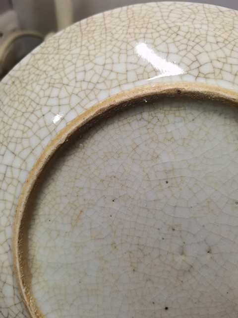 古玩陶瓷清中景德鎮(zhèn)窯哥釉盤真品鑒賞圖