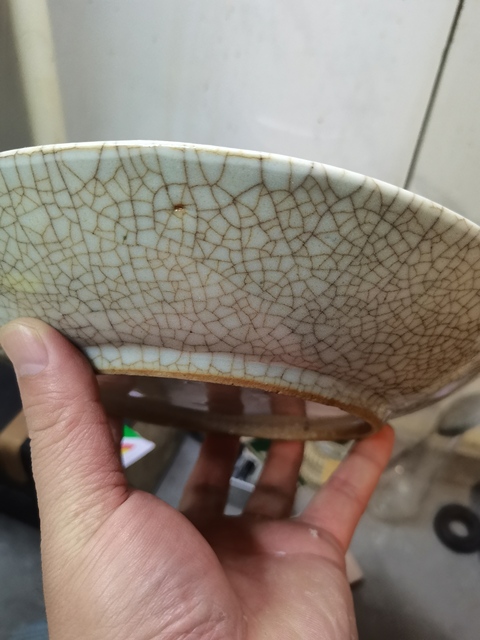 古玩陶瓷清中景德鎮(zhèn)窯哥釉盤真品鑒賞圖