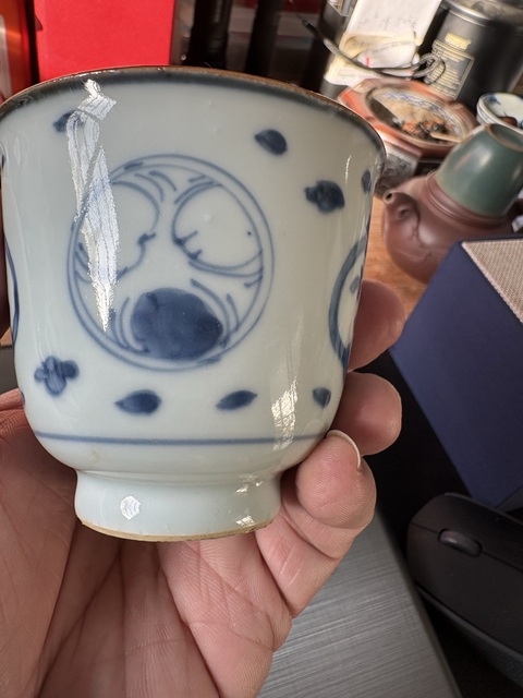 古玩陶瓷康熙青花杯拍賣(mài)，當(dāng)前價(jià)格7866元