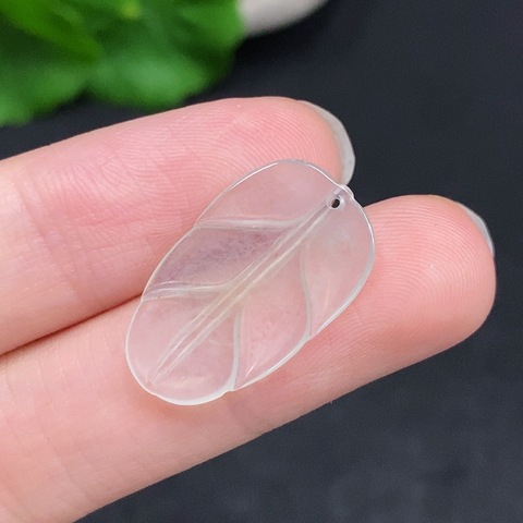 古玩玉器天然翡翠葉形掛件真品鑒賞圖