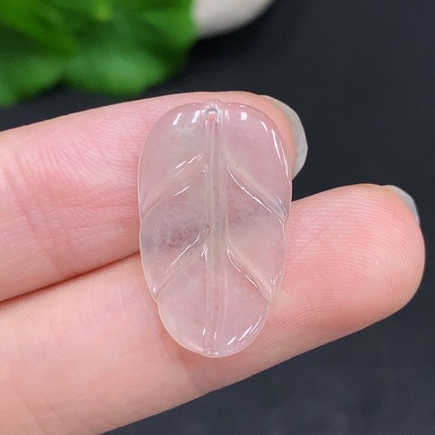 古玩玉器天然翡翠葉形掛件真品鑒賞圖