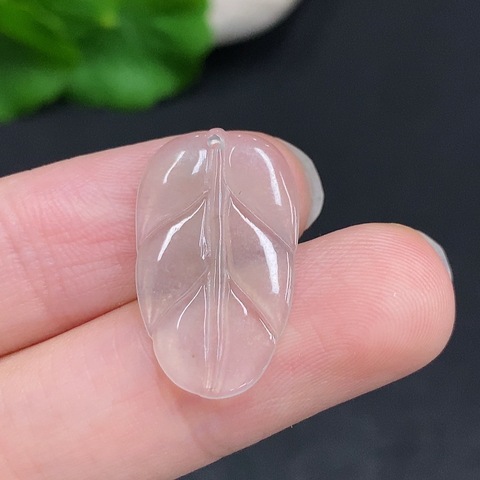 古玩玉器天然翡翠葉形掛件真品鑒賞圖