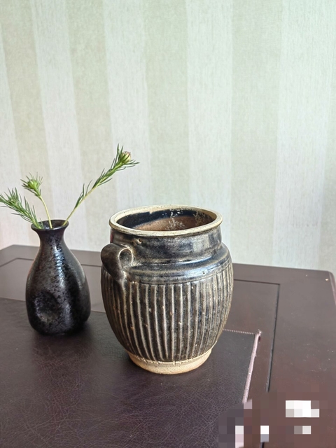 古玩陶瓷金元時期線條雙耳罐真品鑒賞圖