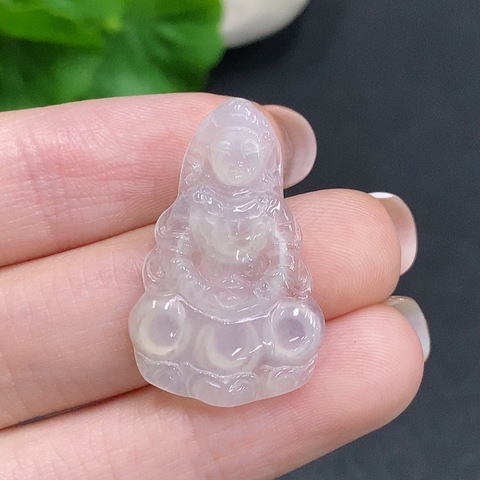 古玩玉器346天然翡翠觀音題材掛件 配證書拍賣，當前價格460元