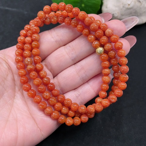 古玩玉器天然紅翡珠串真品鑒賞圖