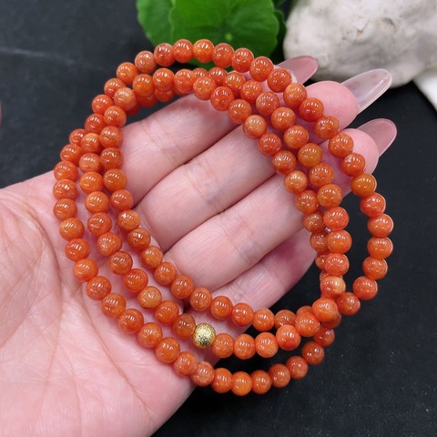 古玩玉器天然紅翡珠串真品鑒賞圖