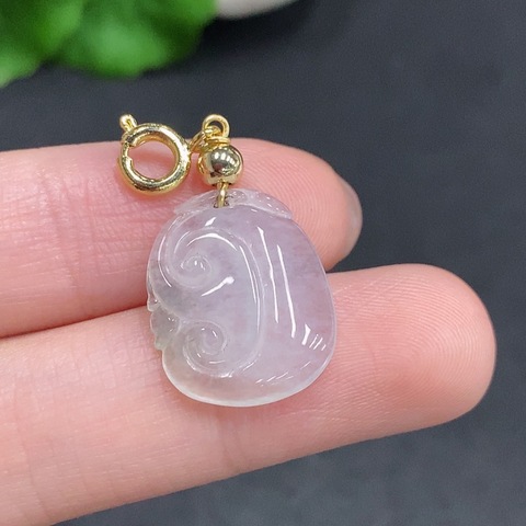 古玩玉器天然翡翠如意題材掛件真品鑒賞圖