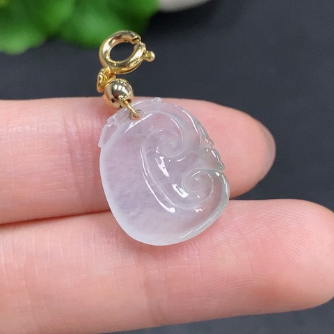 古玩玉器天然翡翠如意題材掛件真品鑒賞圖