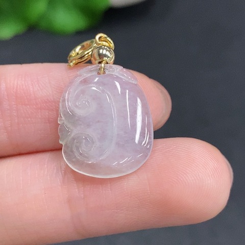 古玩玉器天然翡翠如意題材掛件真品鑒賞圖