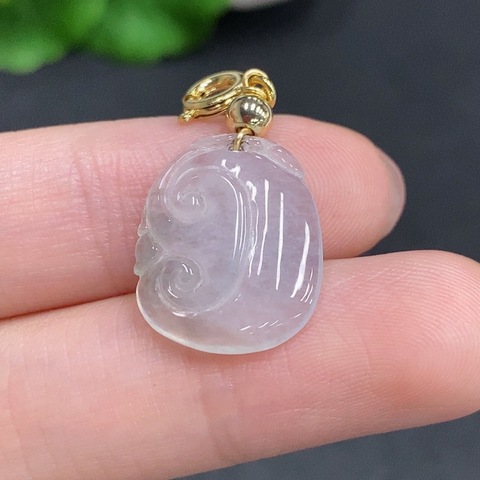 古玩玉器天然翡翠如意題材掛件真品鑒賞圖