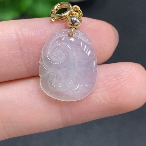 古玩玉器天然翡翠如意題材掛件真品鑒賞圖