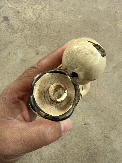 古玩陶瓷磁州窯童子燈臺真品鑒賞圖