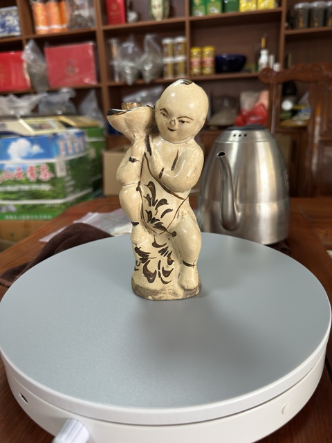 古玩陶瓷磁州窯童子燈臺真品鑒賞圖
