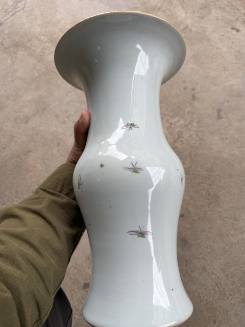 古玩陶瓷民國柳樹黃鶯鳳尾尊真品鑒賞圖