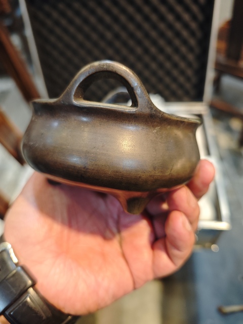 古玩銅器清代沖耳三足爐 宣德爐 銅爐真品鑒賞圖