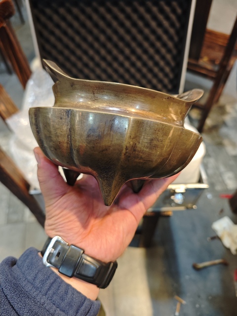 古玩銅器清晚期橋耳爐真品鑒賞圖