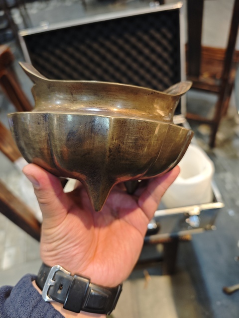 古玩銅器清晚期橋耳爐真品鑒賞圖