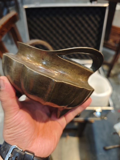 古玩銅器清晚期橋耳爐真品鑒賞圖