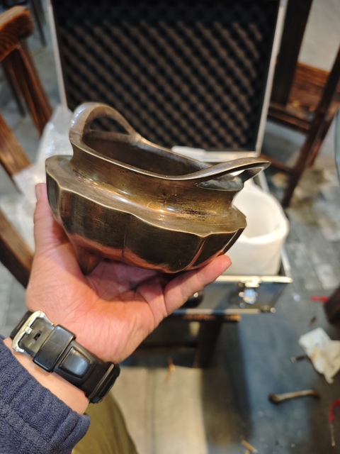 古玩銅器清晚期橋耳爐真品鑒賞圖