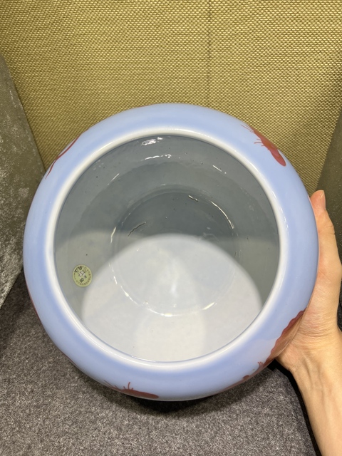 古玩陶瓷清晚期藍釉胭脂紅螭龍紋大水盂真品鑒賞圖