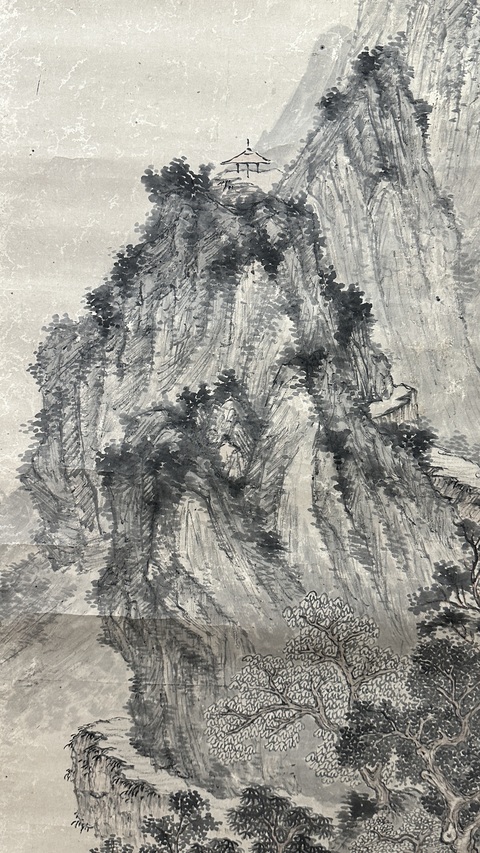 古玩字畫嵐溪款山水真品鑒賞圖