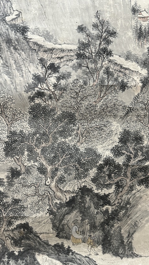 古玩字畫嵐溪款山水真品鑒賞圖