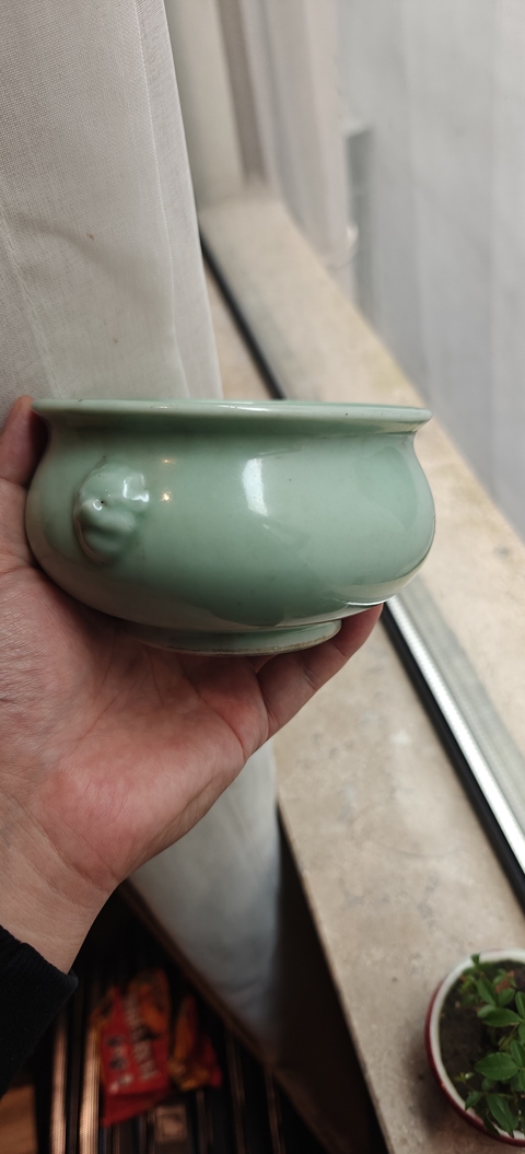 古玩陶瓷雙鋪首青釉香爐真品鑒賞圖