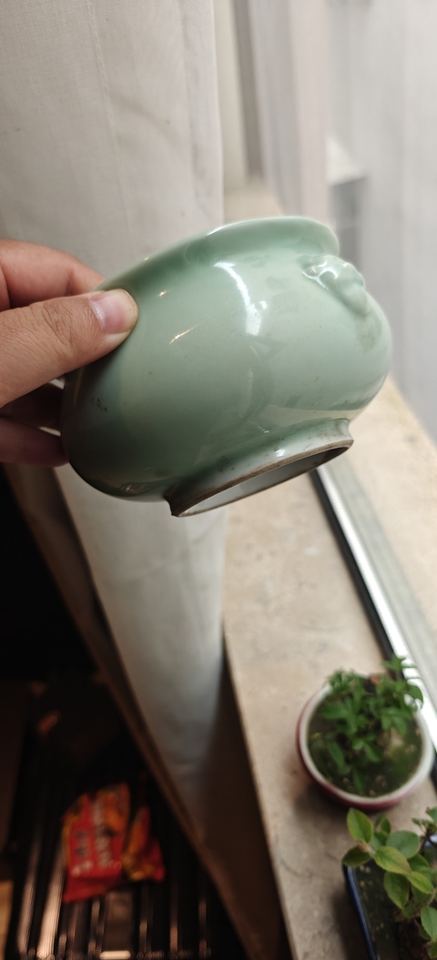 古玩陶瓷雙鋪首青釉香爐真品鑒賞圖