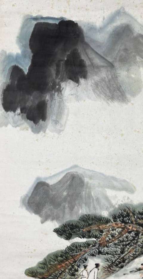 古玩字畫山麓聽泉圖真品鑒賞圖