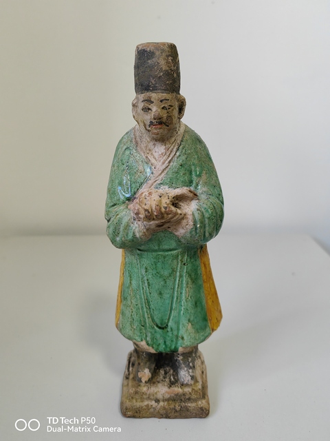 古玩陶瓷明三彩人物俑拍賣，當前價格6000元